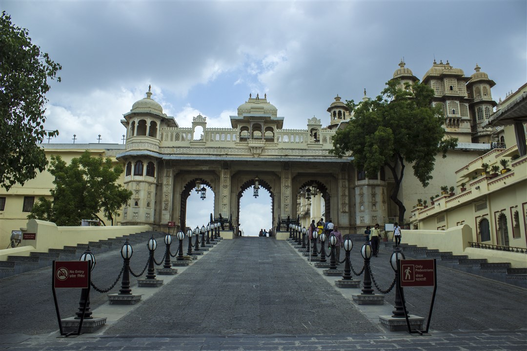 The Tripolia (Triple) Gate is seen immediately after one enters the City Palace complex in Udaipur. 