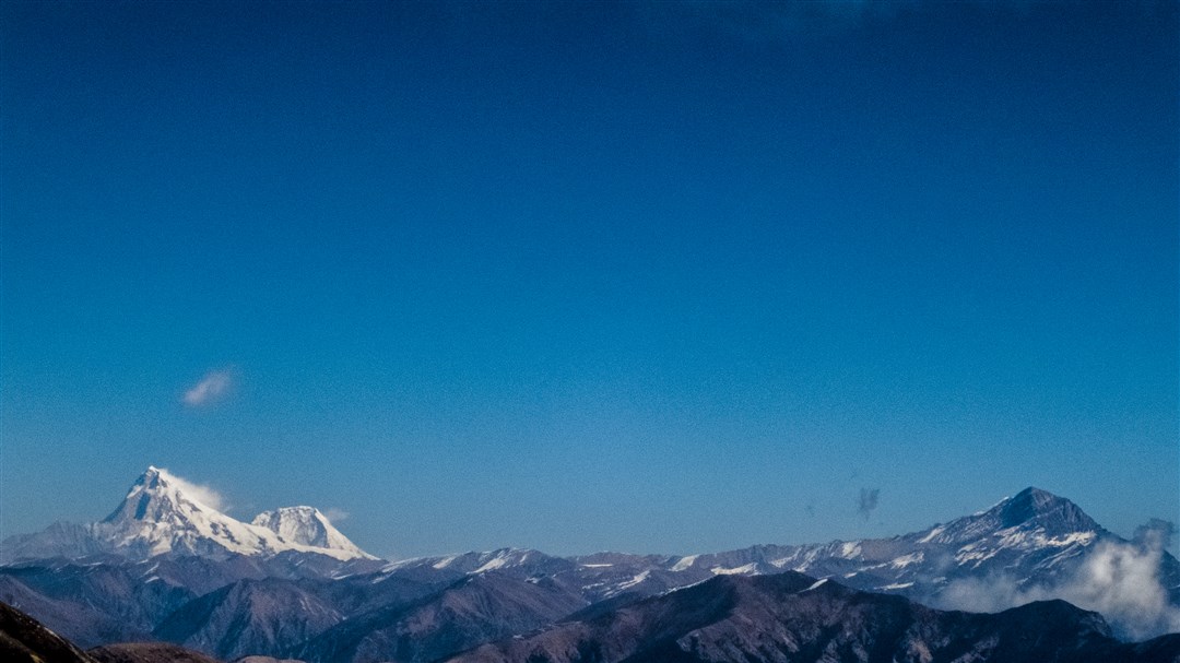 Jomolahri and the Bhutan regions as seen from the Indo-Tibet international border at Nathu-La.